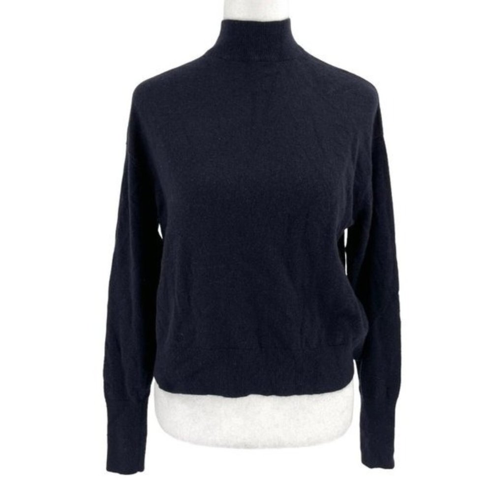 Everlane 100% Cashmere Mock Neck Pullover Sweater Navy Blue size Small